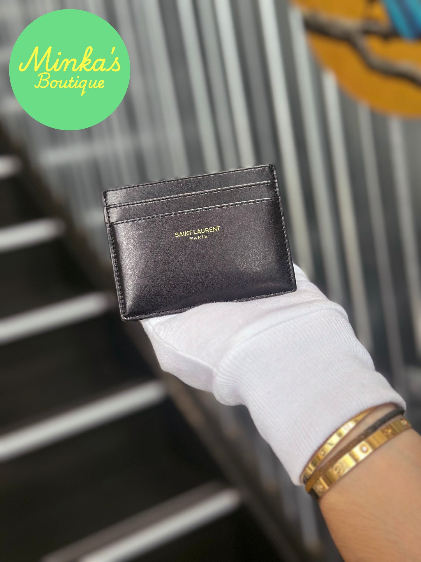 SAINT LAURENT PARIS Card Holder in Black Smooth Leather - Full Set