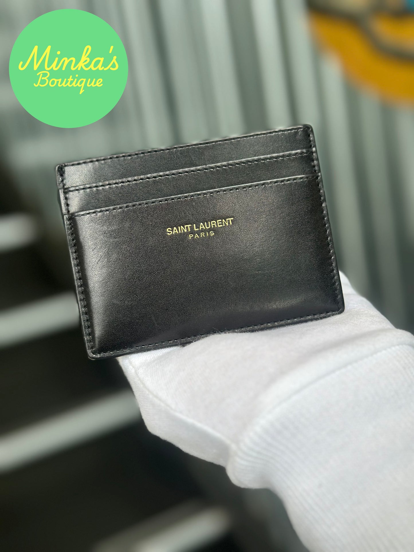 SAINT LAURENT PARIS Card Holder in Black Smooth Leather - Full Set