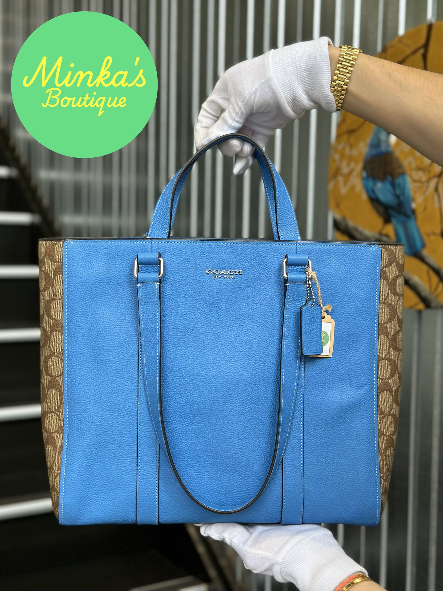 Coach Blue Leather Monogram