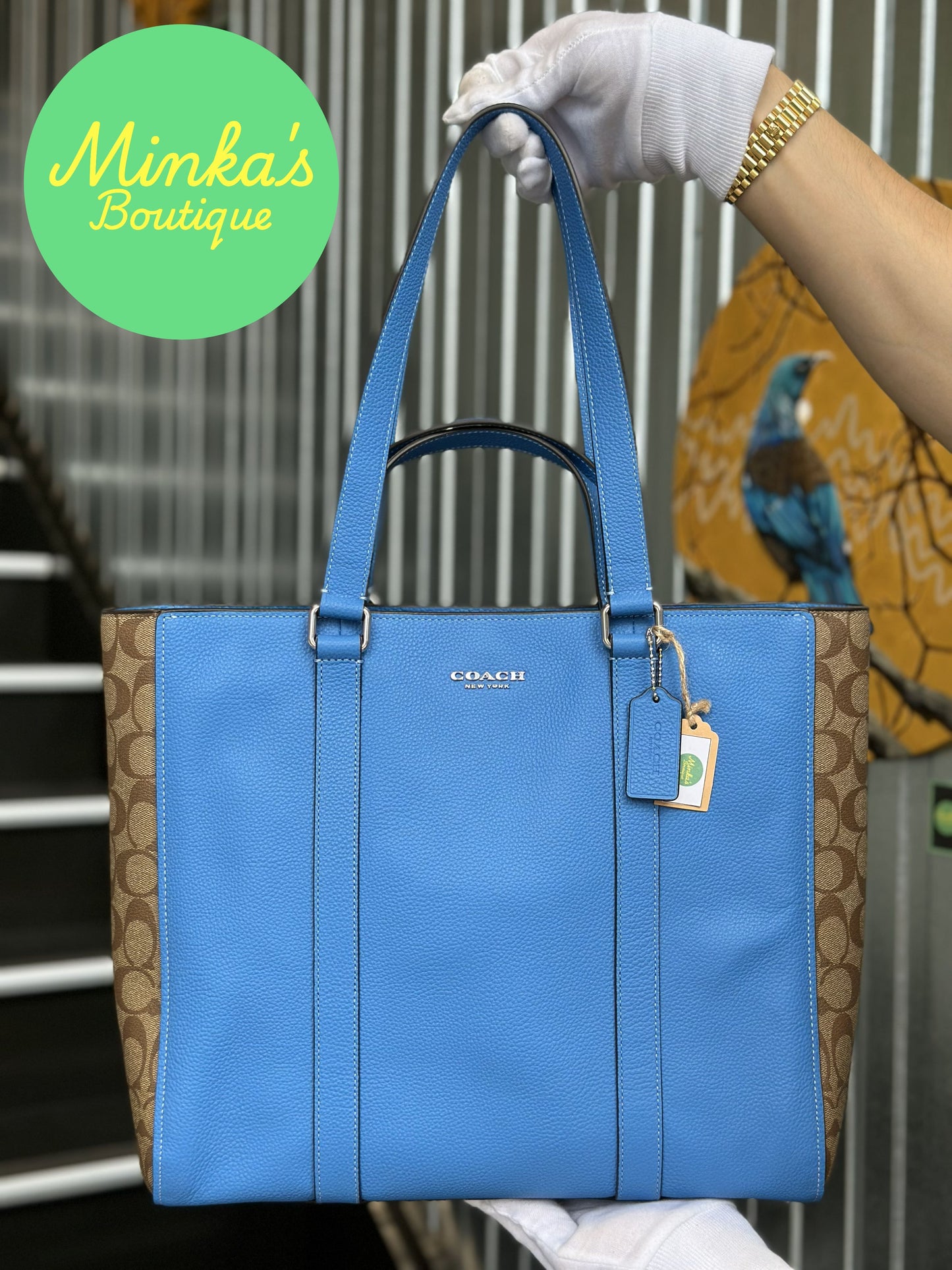 Coach Blue Leather Monogram