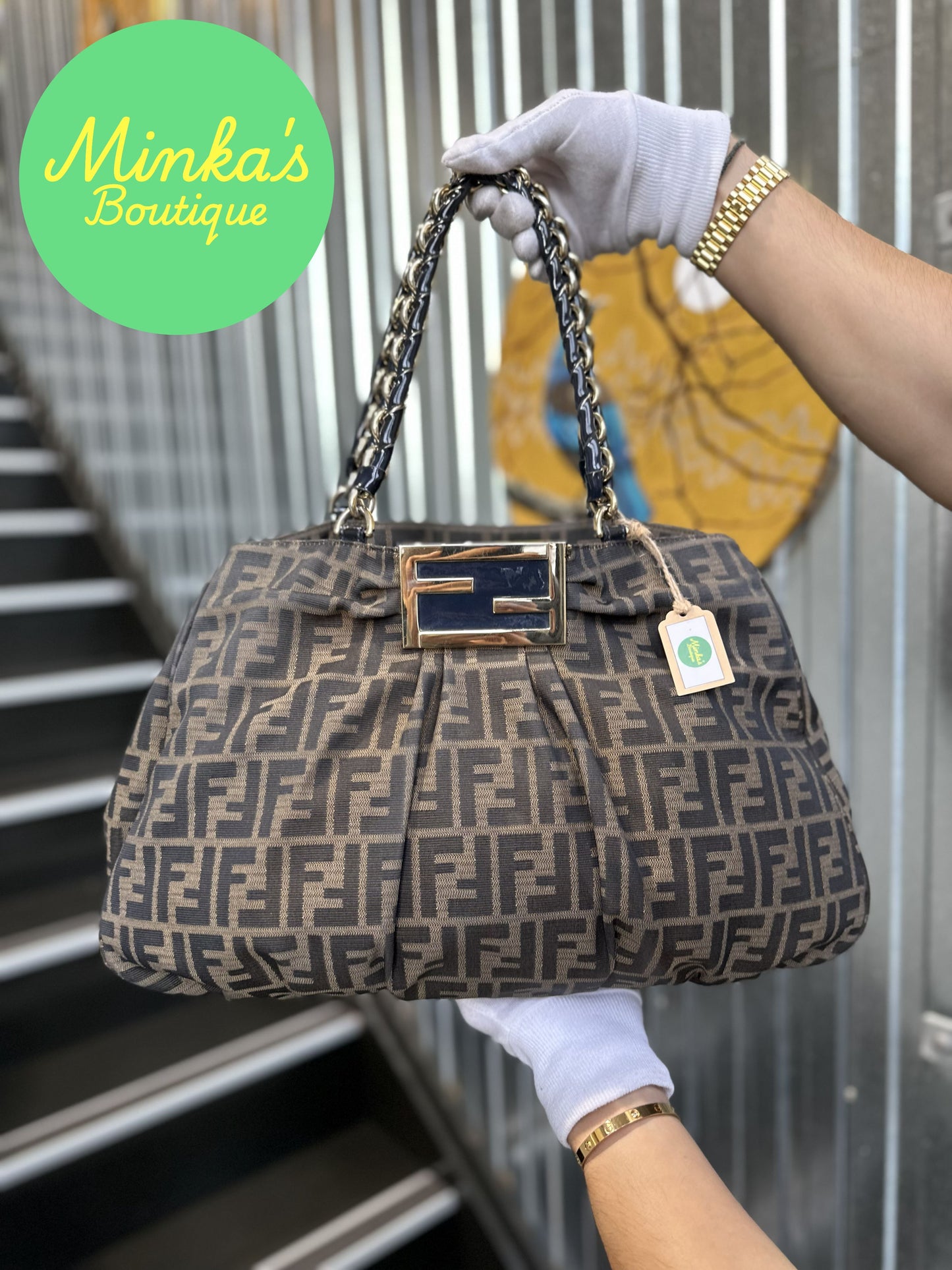 Fendi Tobacco Zucca Print Canvas Large Mia