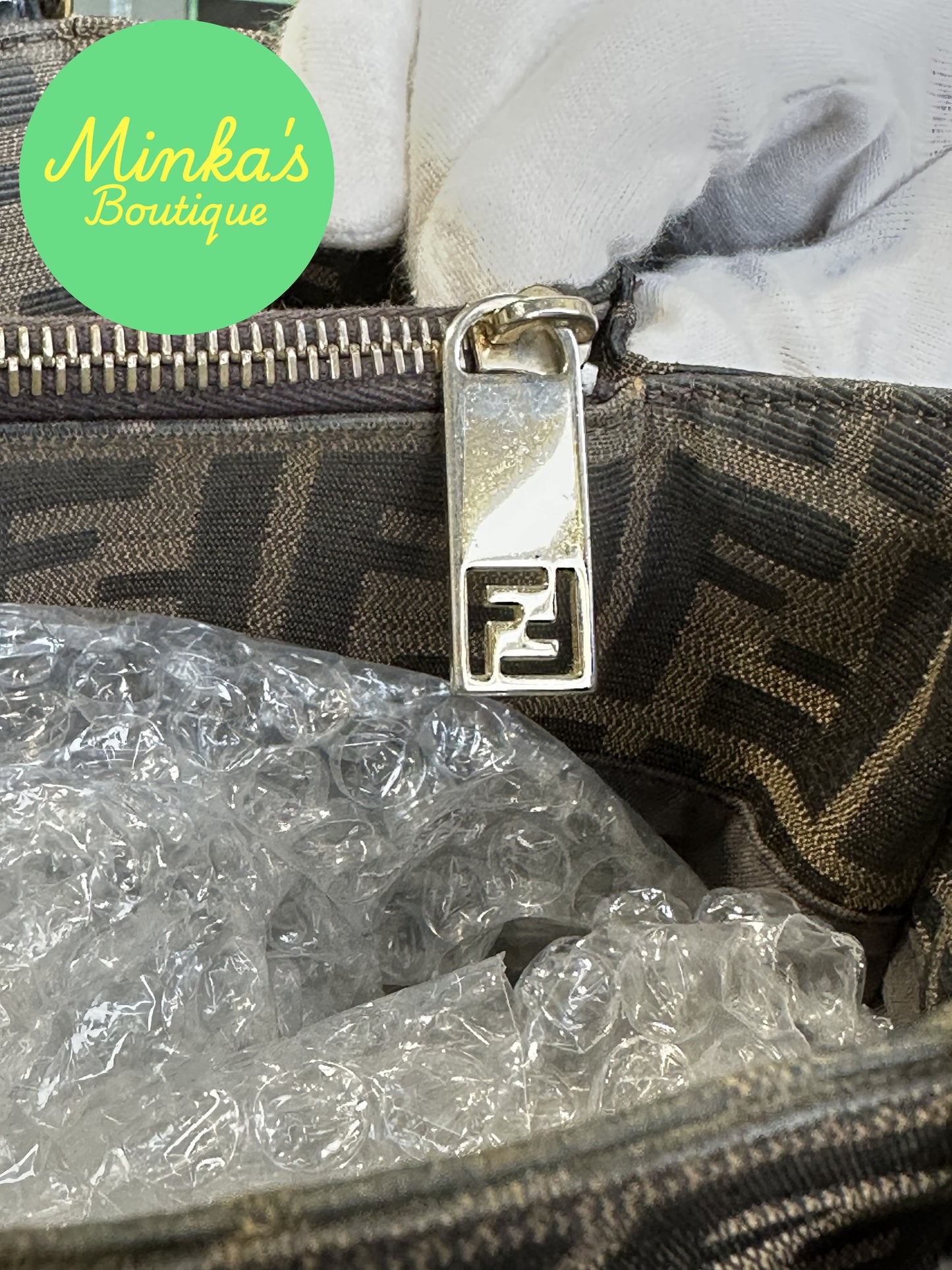 Fendi Tobacco Zucca Print Canvas Large Mia