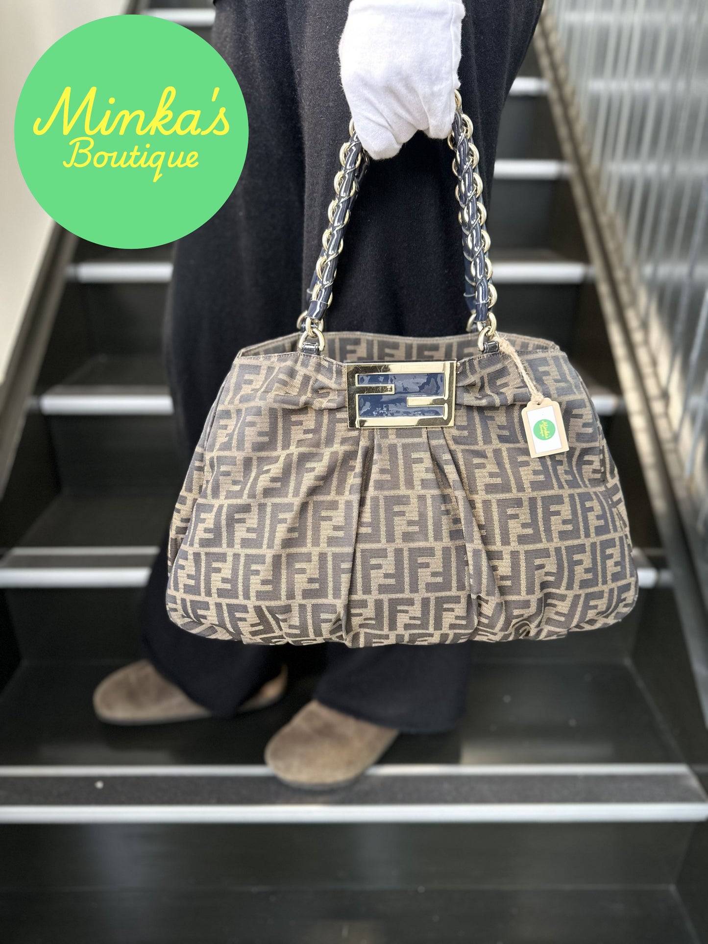 Fendi Tobacco Zucca Print Canvas Large Mia