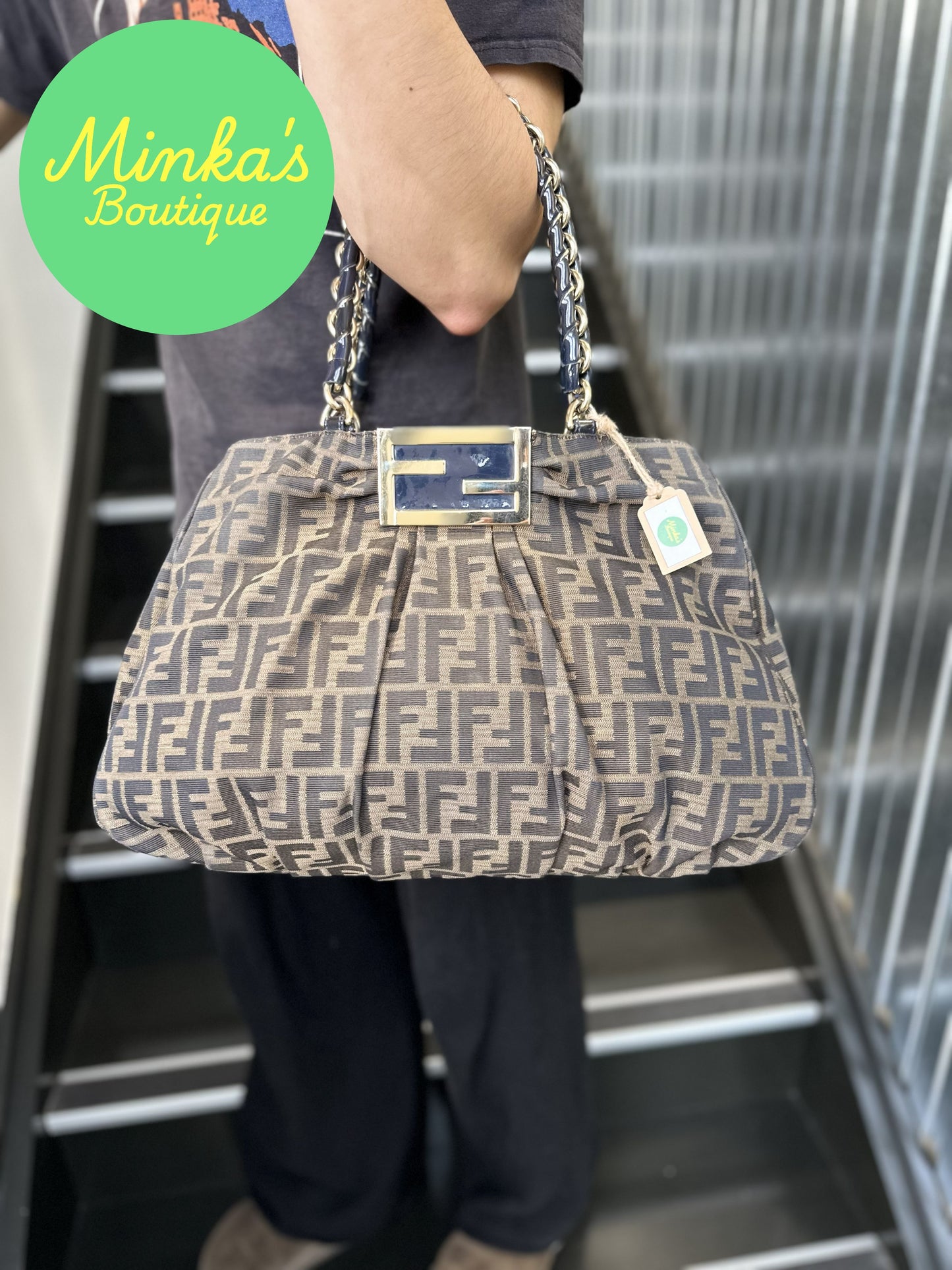 Fendi Tobacco Zucca Print Canvas Large Mia