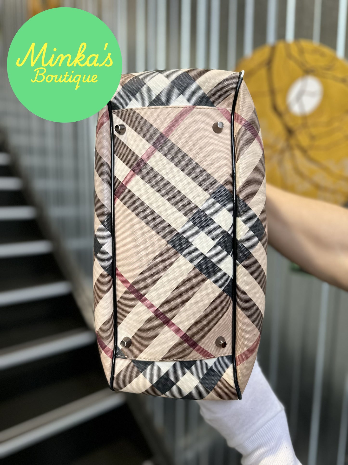 Burberry Nova Check Patent Emmy Tote