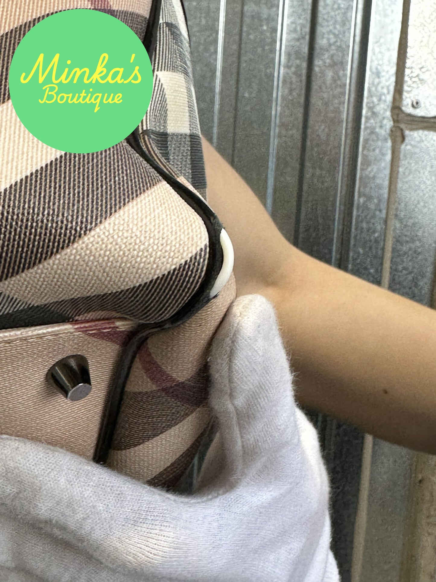 Burberry Nova Check Patent Emmy Tote