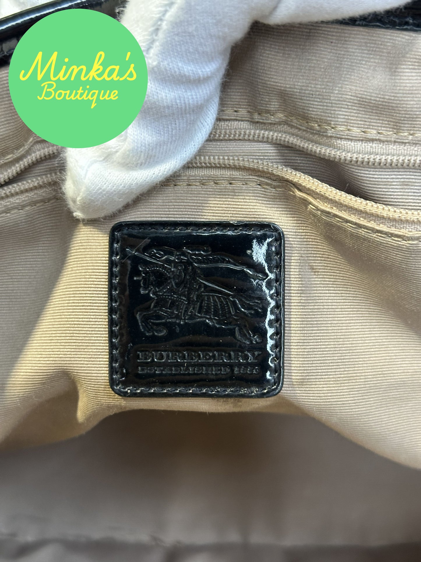 Burberry Nova Check Patent Emmy Tote