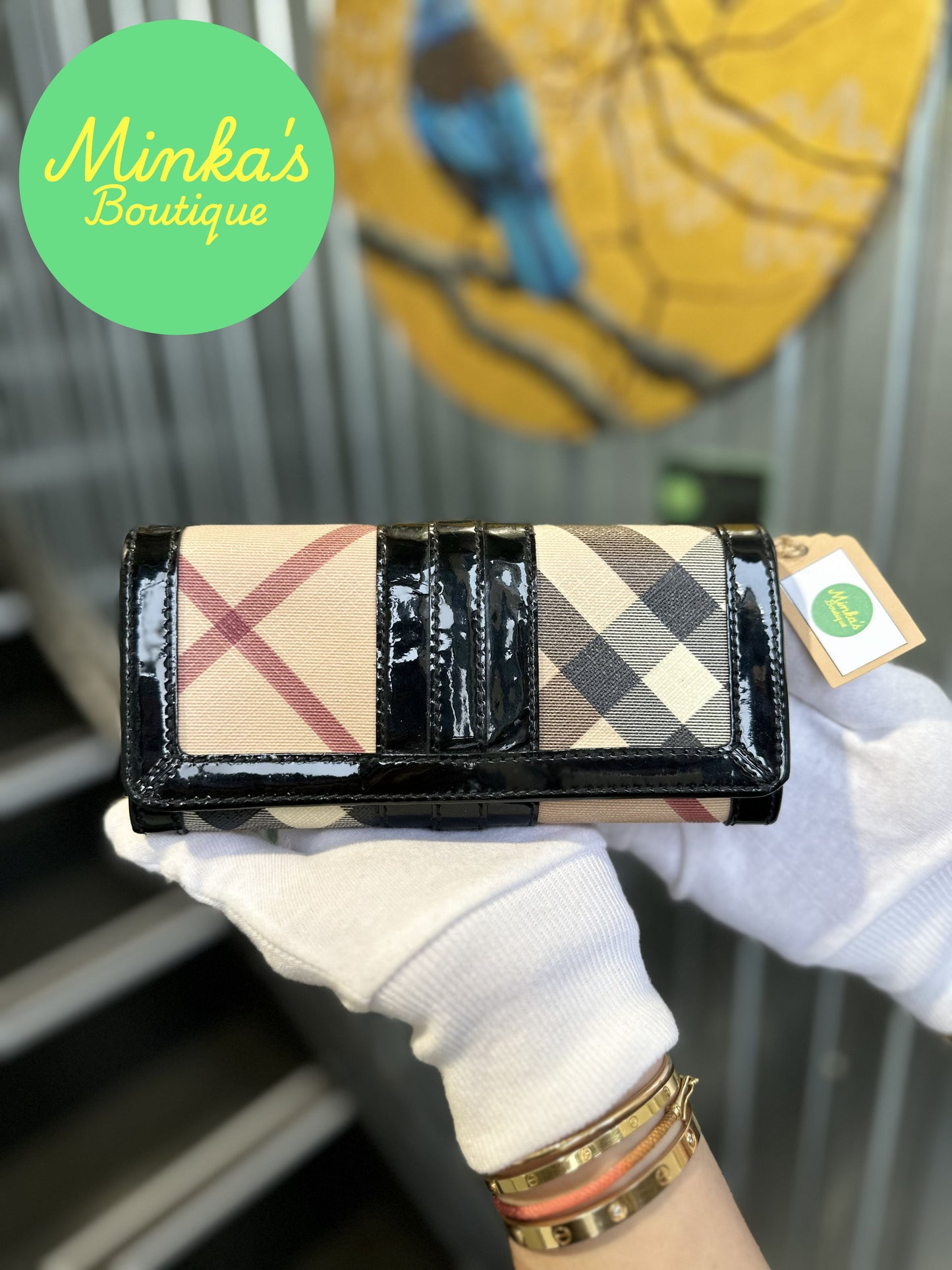 Burberry Nova Check Patent Wallet