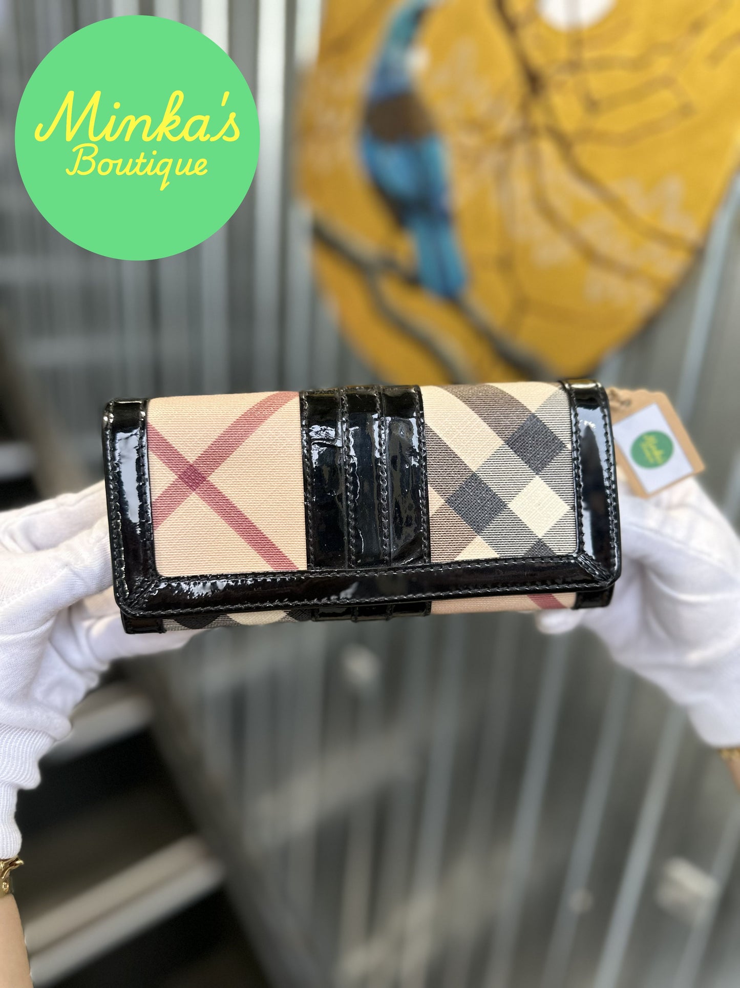 Burberry Nova Check Patent Wallet