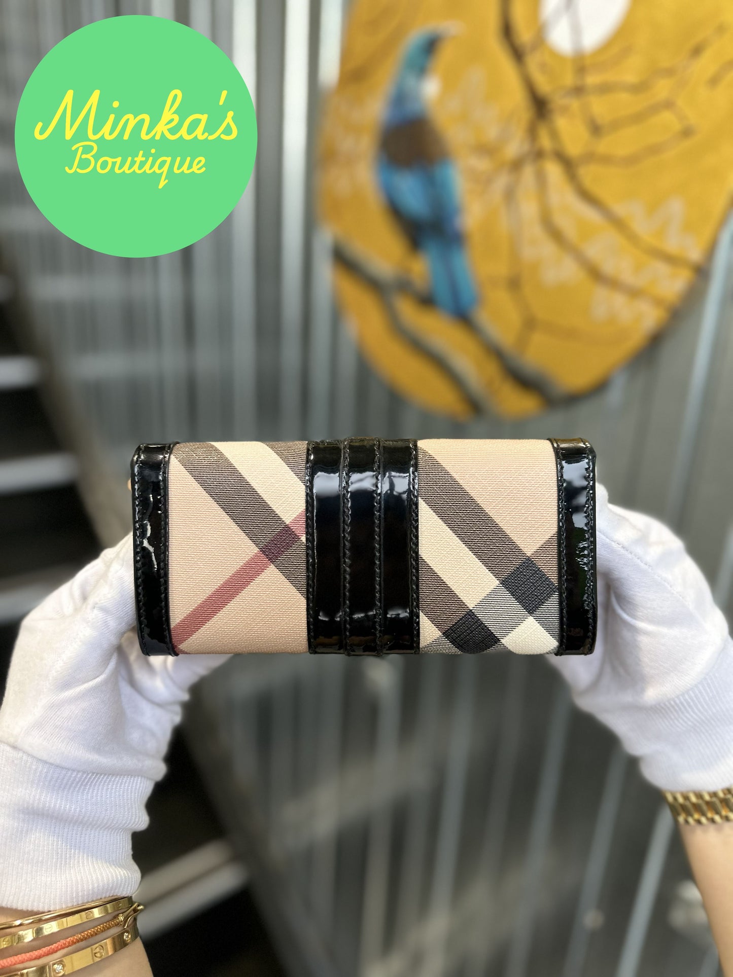 Burberry Nova Check Patent Wallet