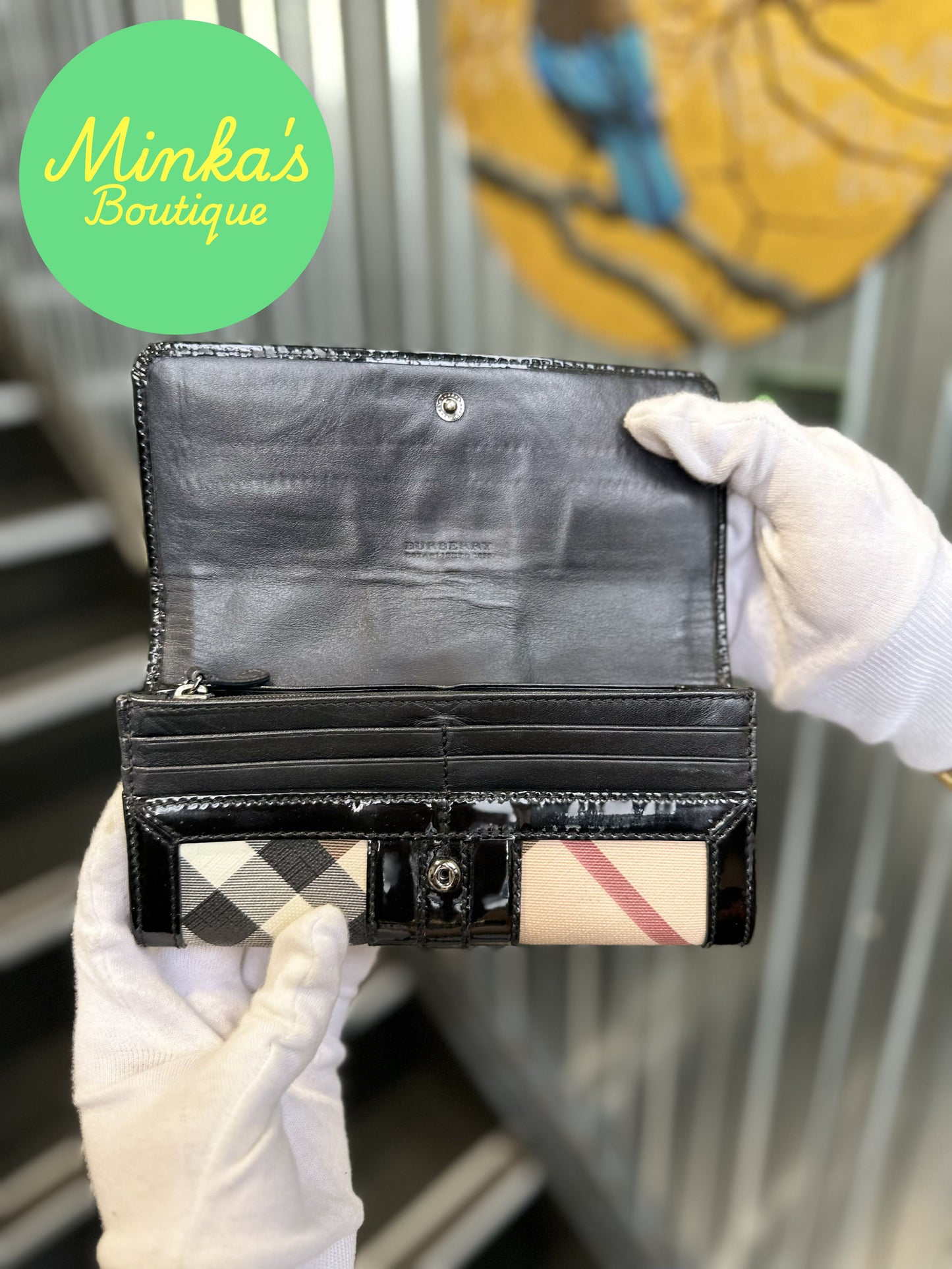 Burberry Nova Check Patent Wallet