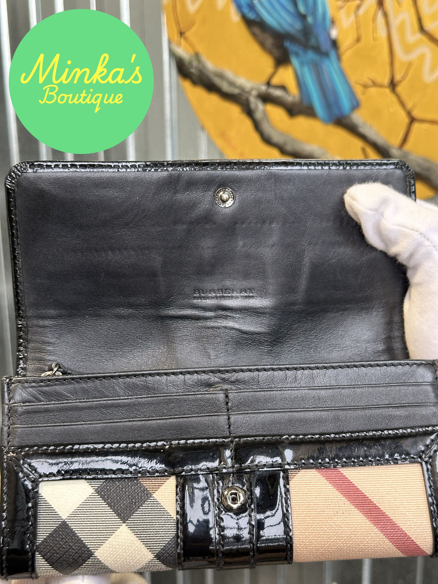 Burberry Nova Check Patent Wallet
