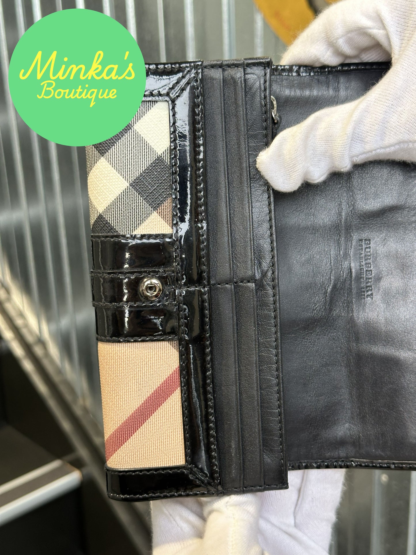 Burberry Nova Check Patent Wallet