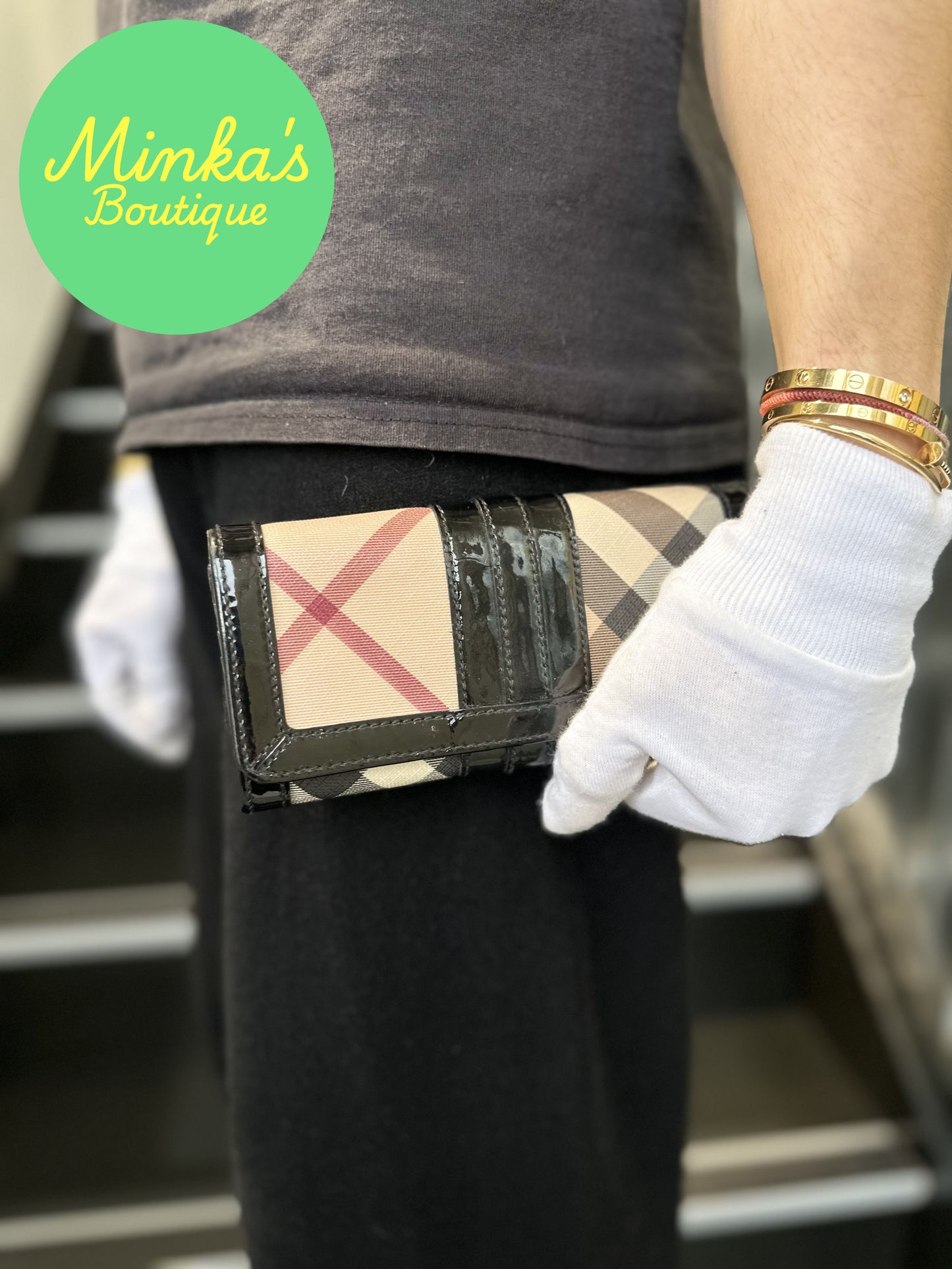 Burberry Nova Check Patent Wallet