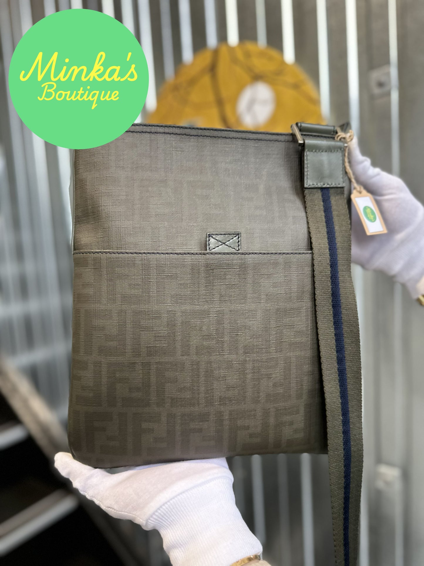 Fendi Zucca Flat Pocket Messenger Bag