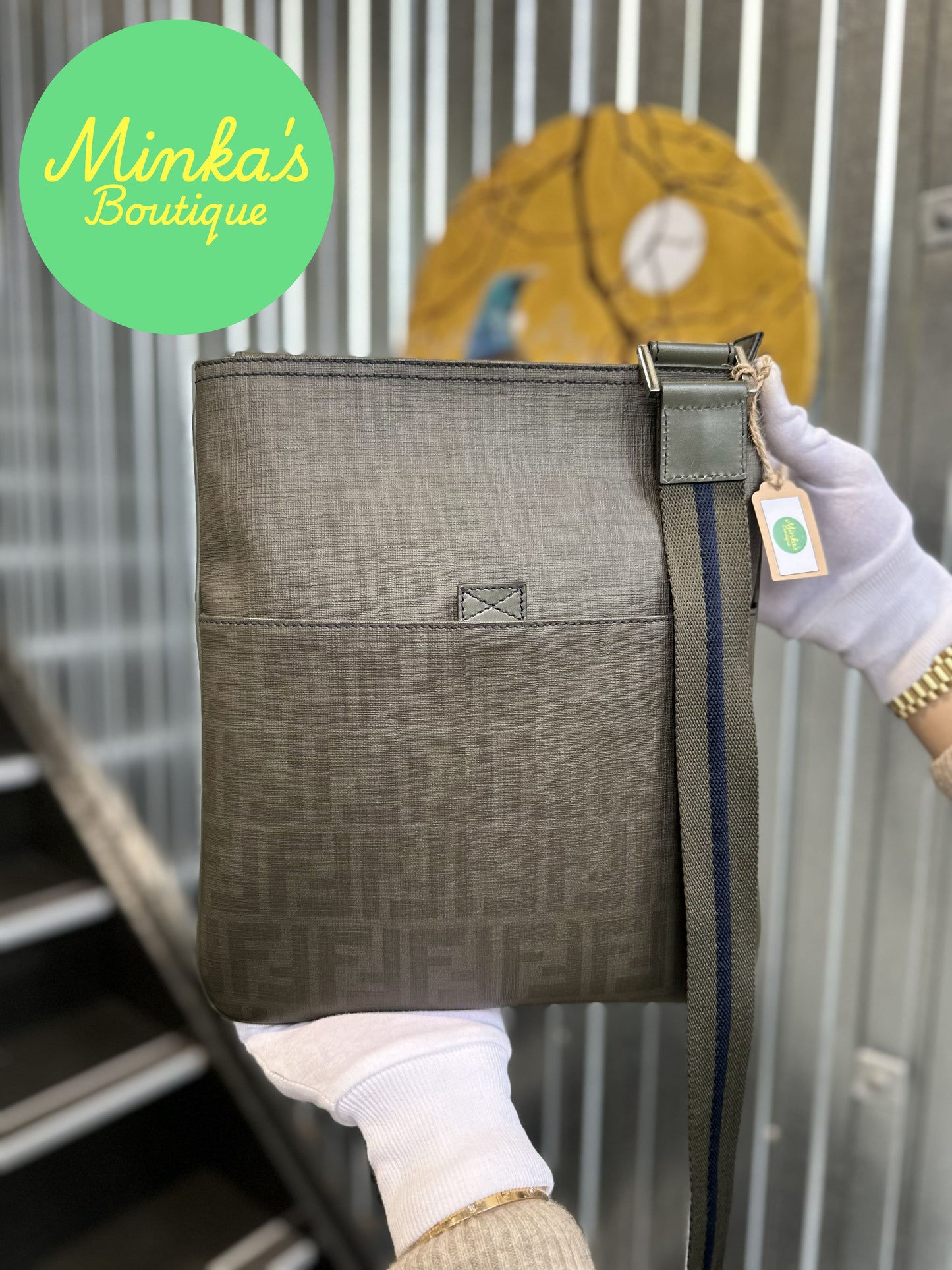 Fendi Zucca Flat Pocket Messenger Bag