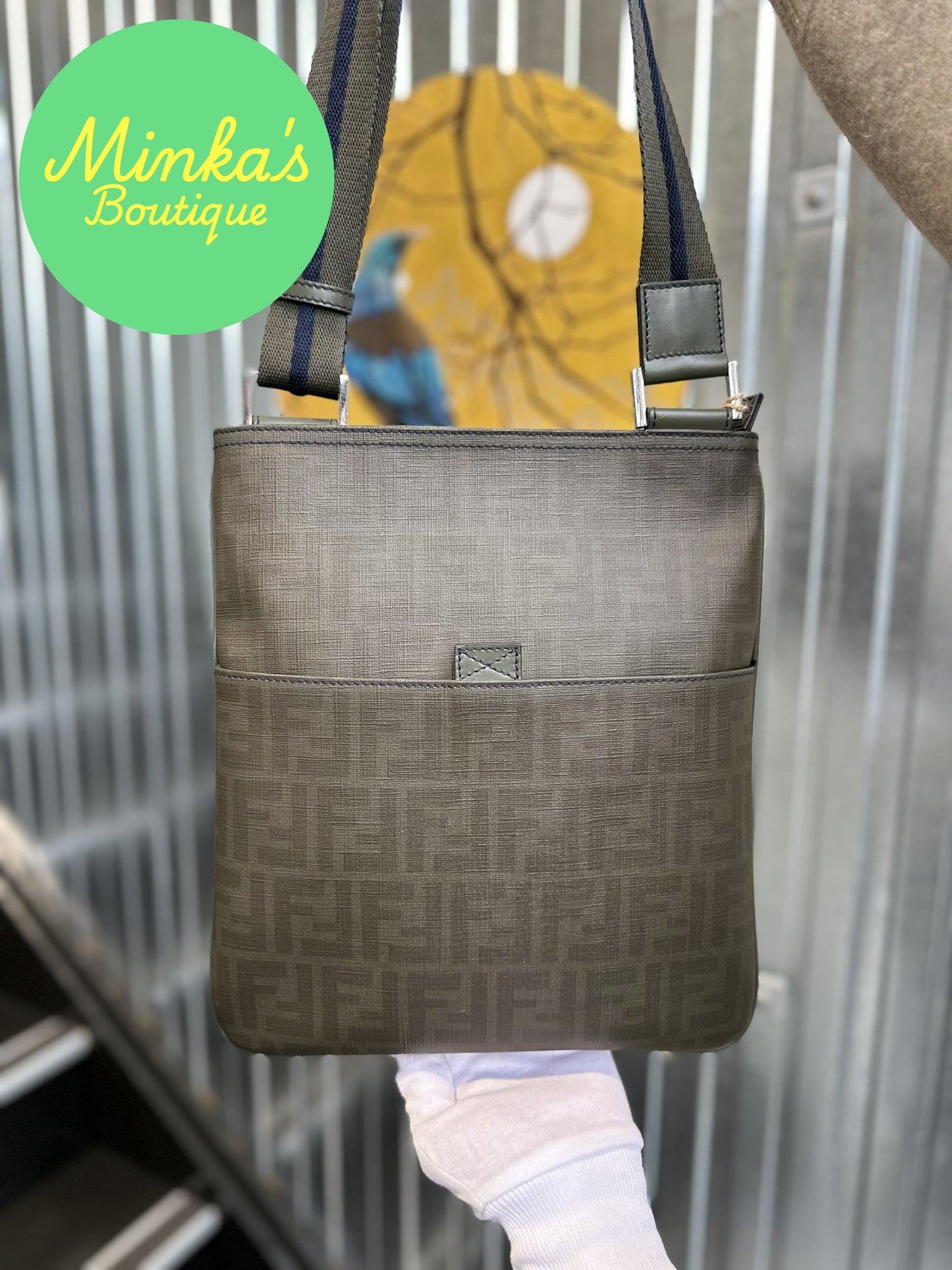 Fendi Zucca Flat Pocket Messenger Bag