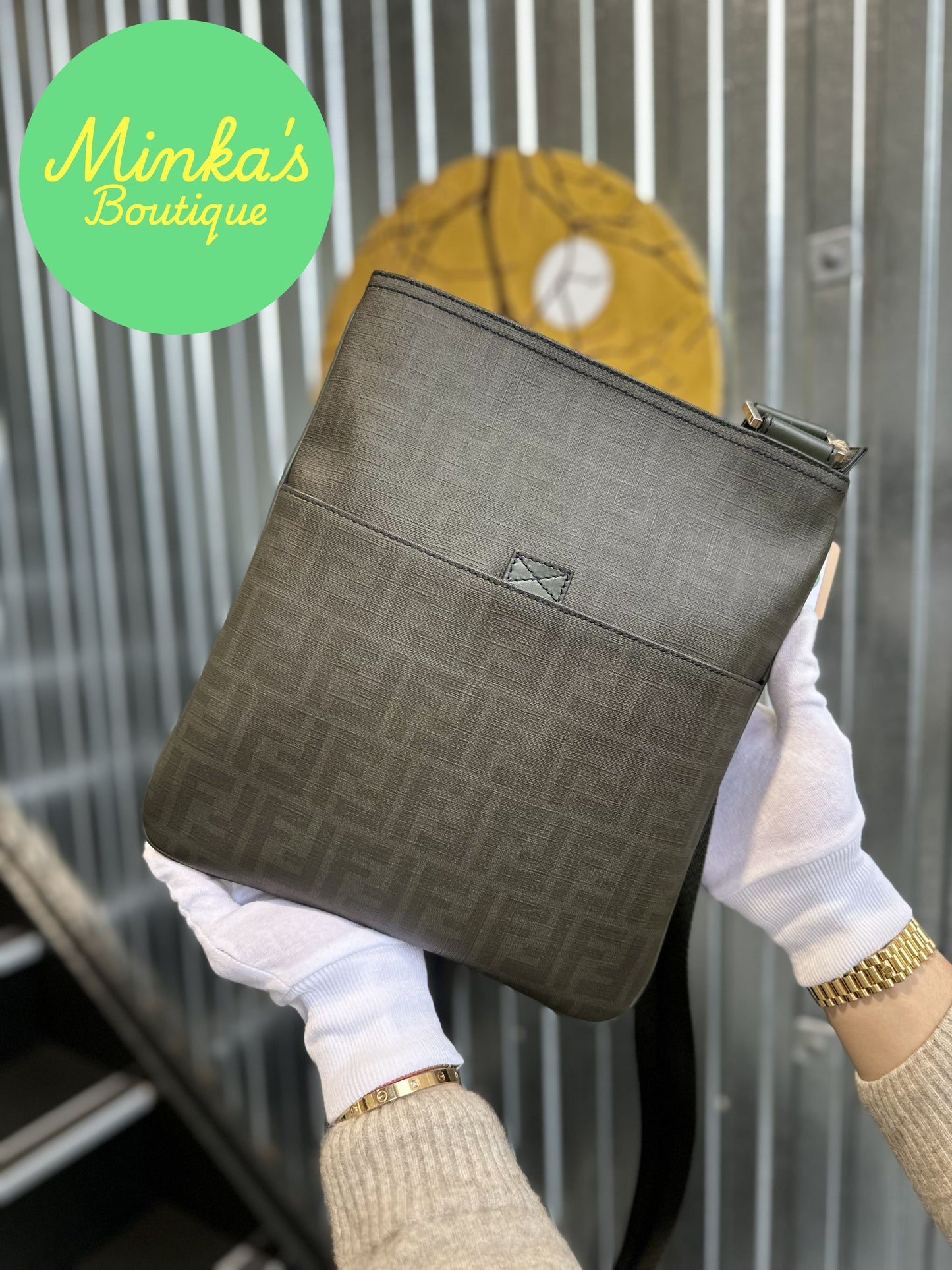 Fendi Zucca Flat Pocket Messenger Bag