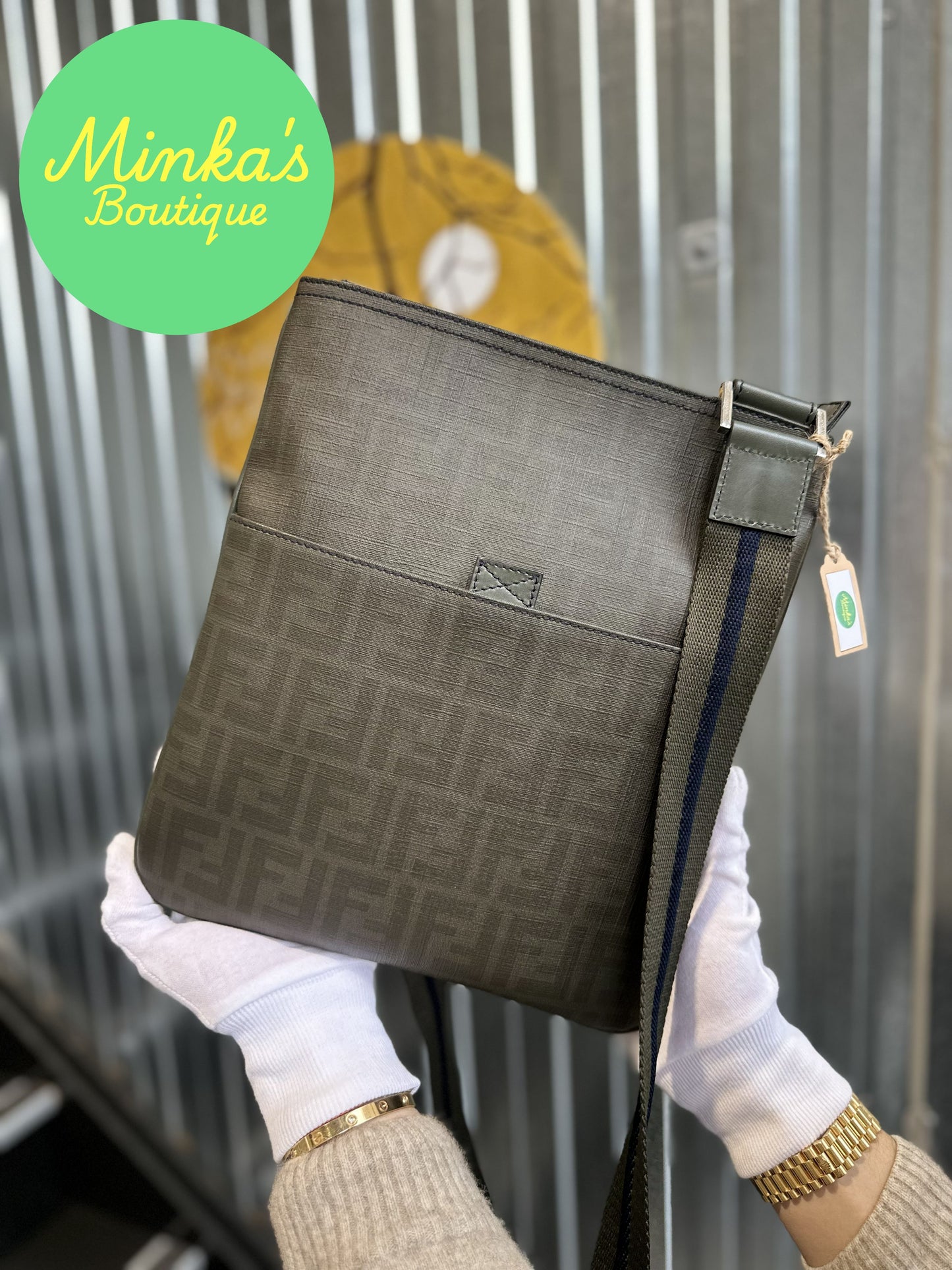 Fendi Zucca Flat Pocket Messenger Bag