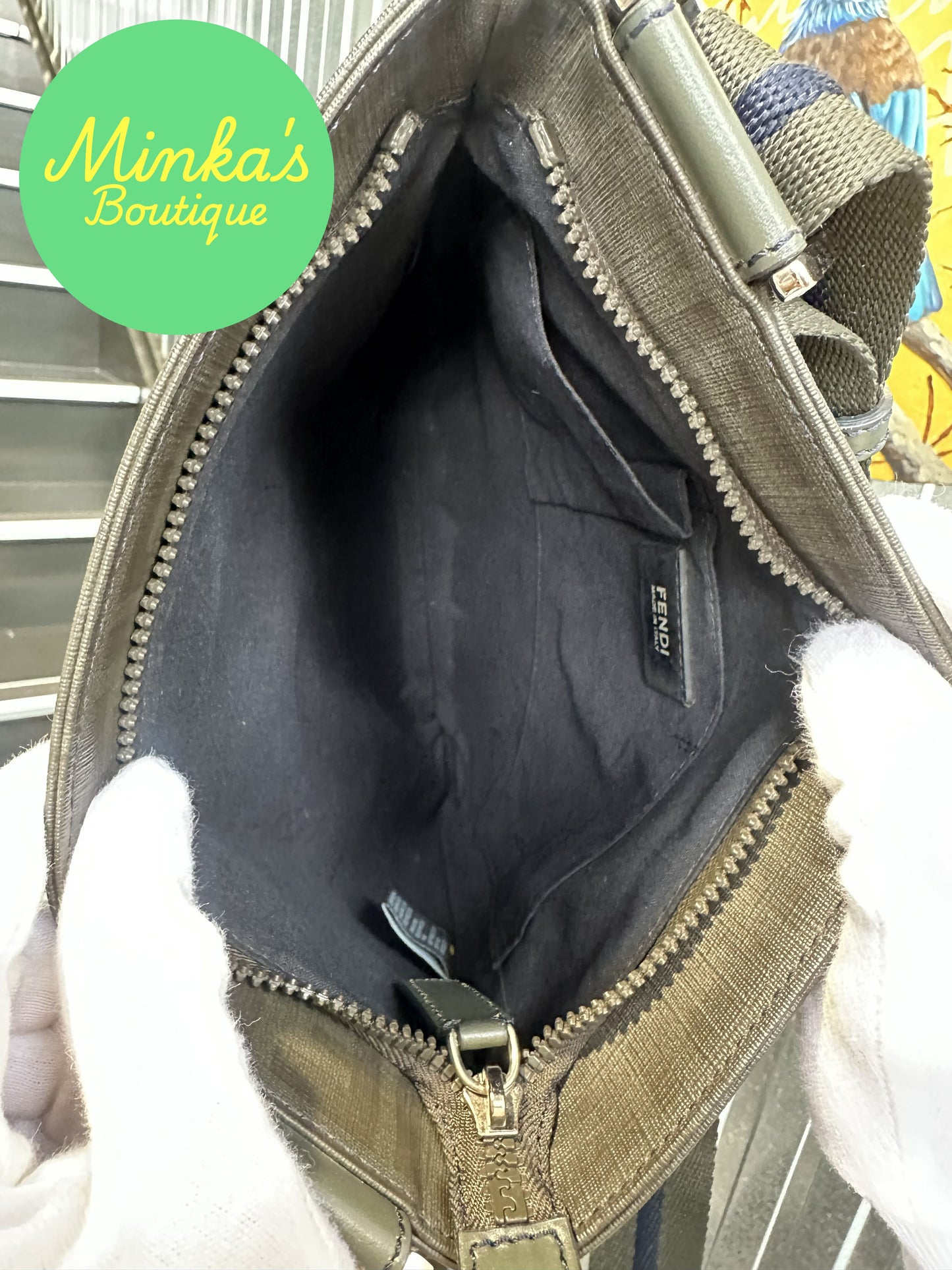 Fendi Zucca Flat Pocket Messenger Bag