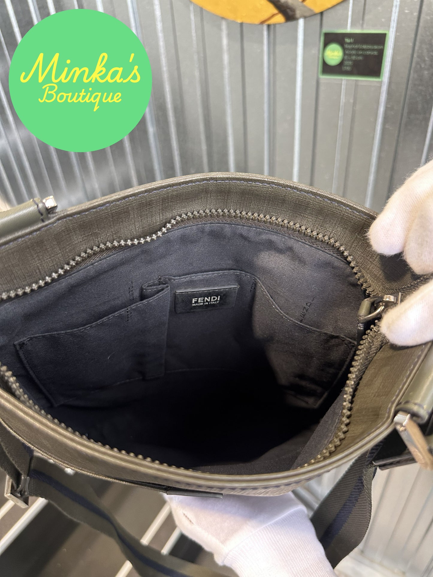 Fendi Zucca Flat Pocket Messenger Bag