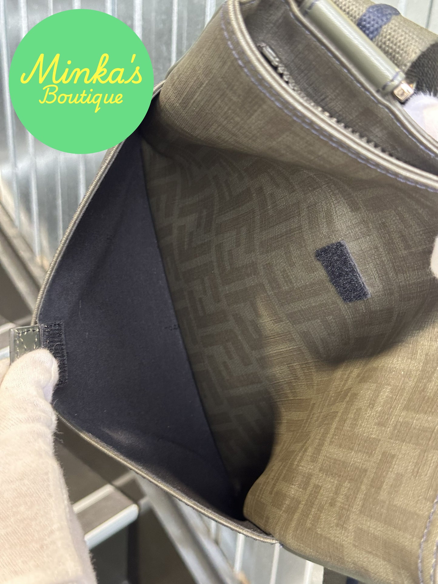 Fendi Zucca Flat Pocket Messenger Bag