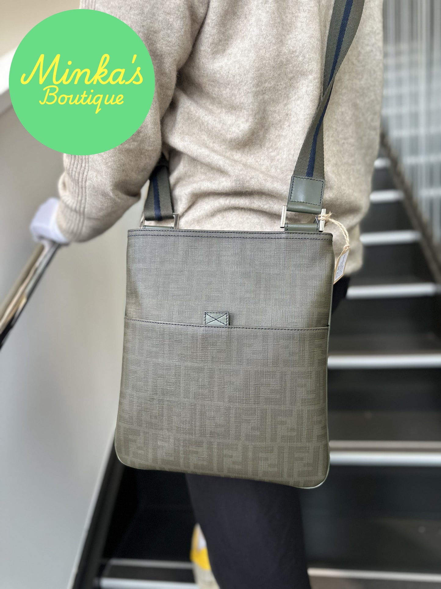 Fendi Zucca Flat Pocket Messenger Bag