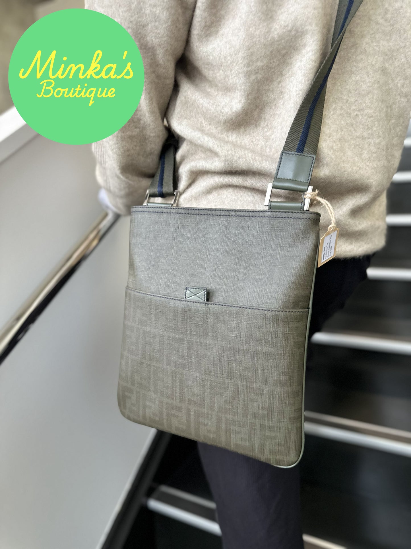 Fendi Zucca Flat Pocket Messenger Bag