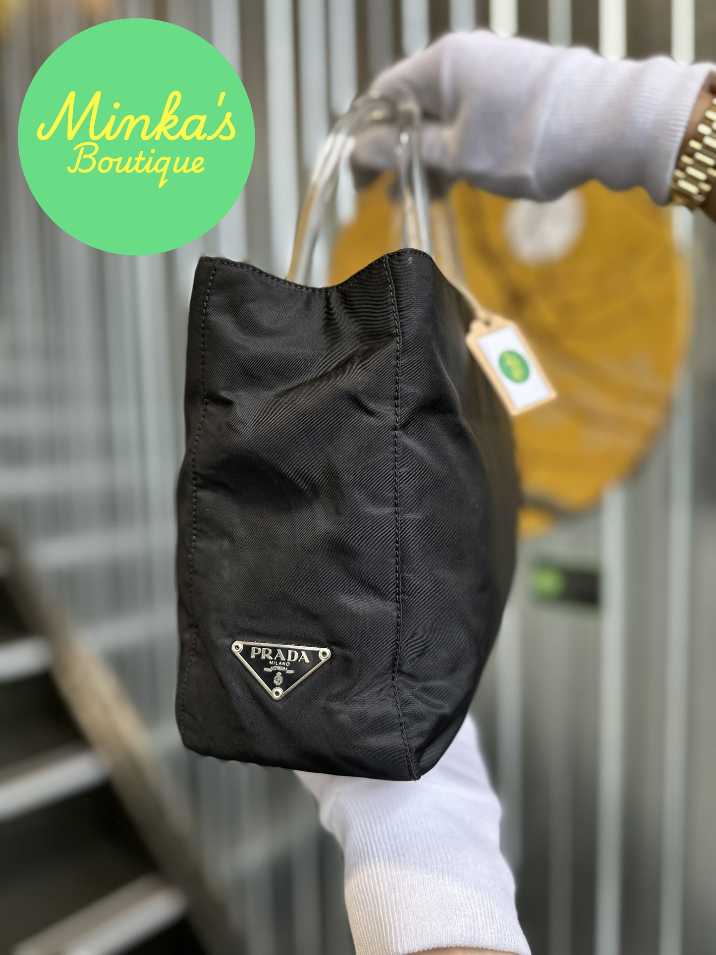 Prada Black Nylon Tote Hand Bag