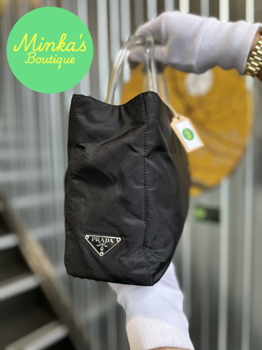 Prada Black Nylon Tote Hand Bag