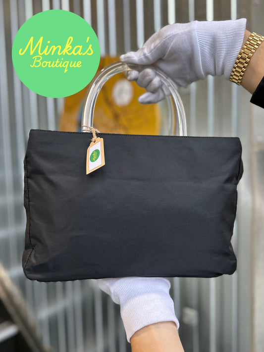 Prada Black Nylon Tote Hand Bag