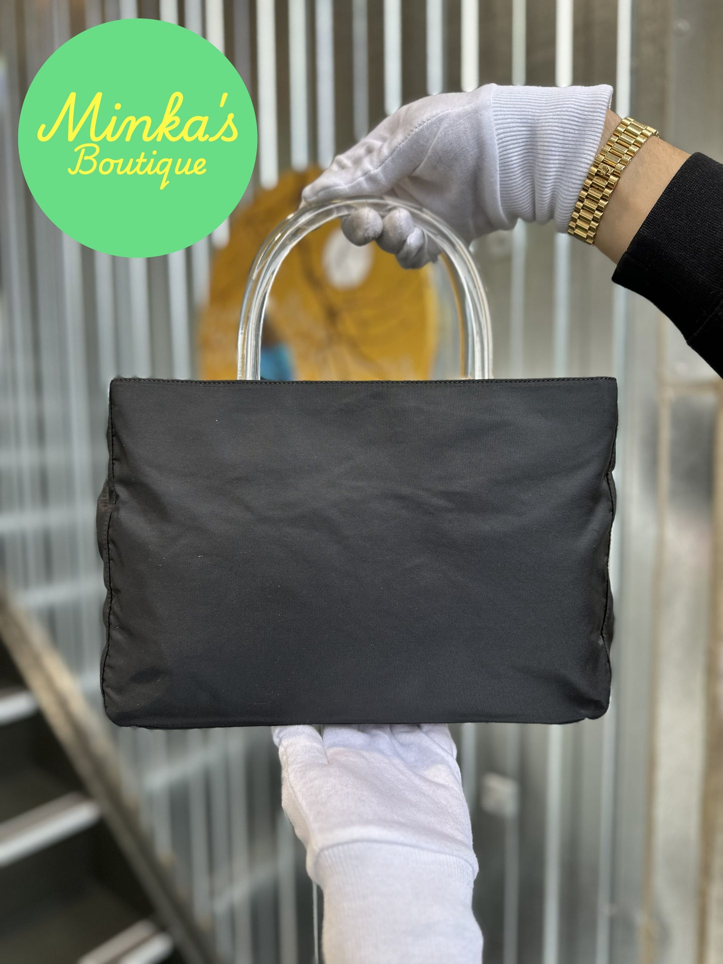 Prada Black Nylon Tote Hand Bag