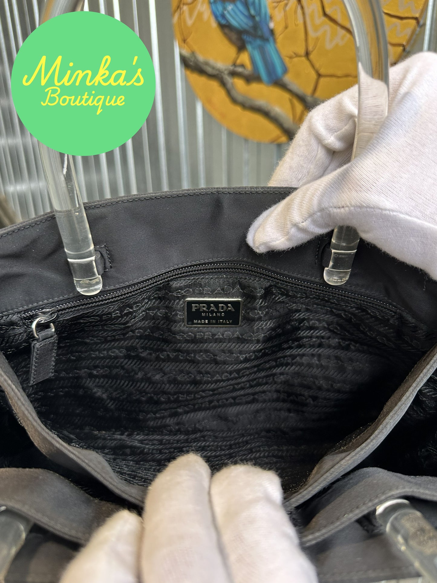 Prada Black Nylon Tote Hand Bag