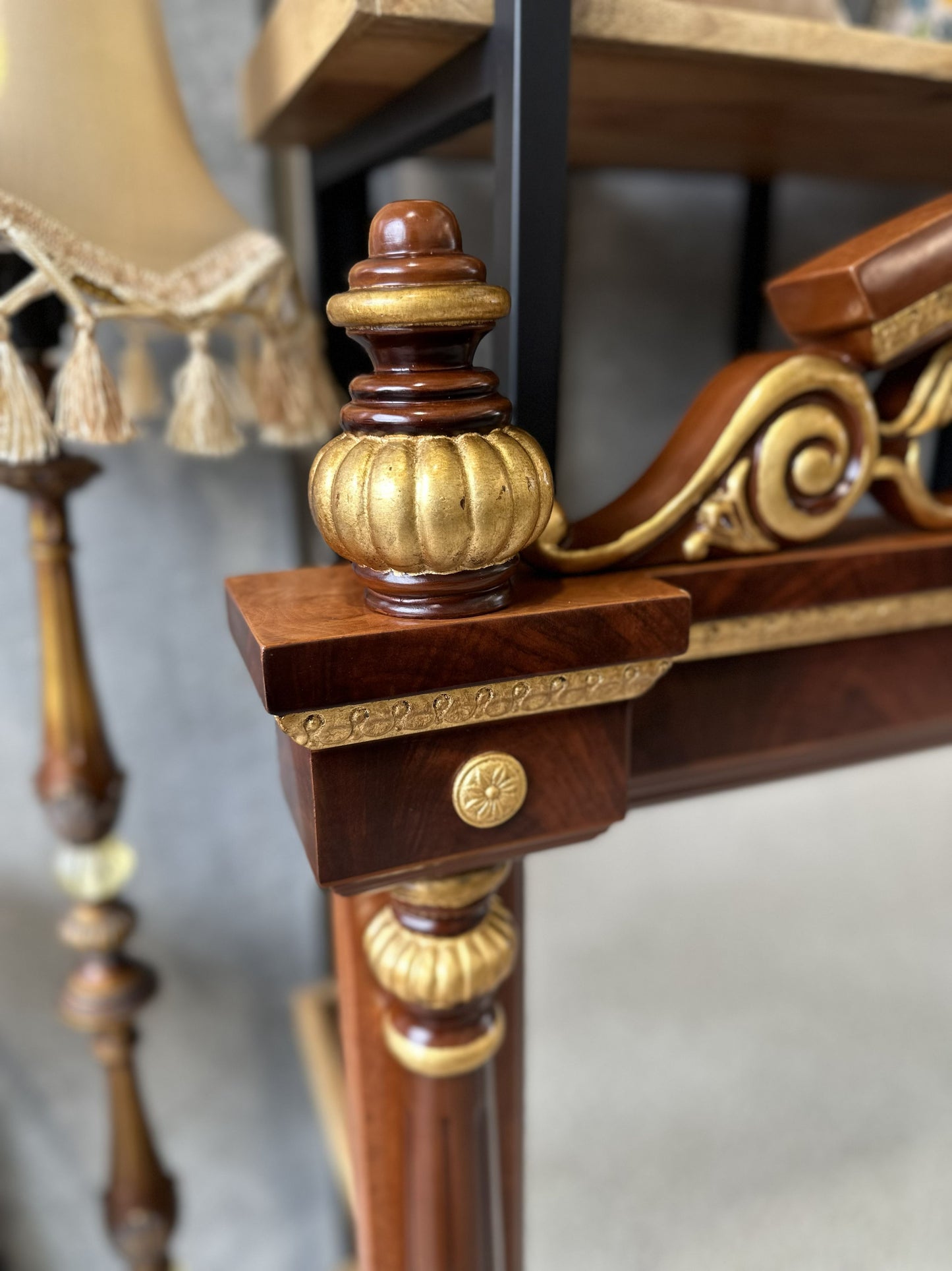 19th Century French Ormolu-Mounted Mahogany Style Mirror with Giltwood Accents