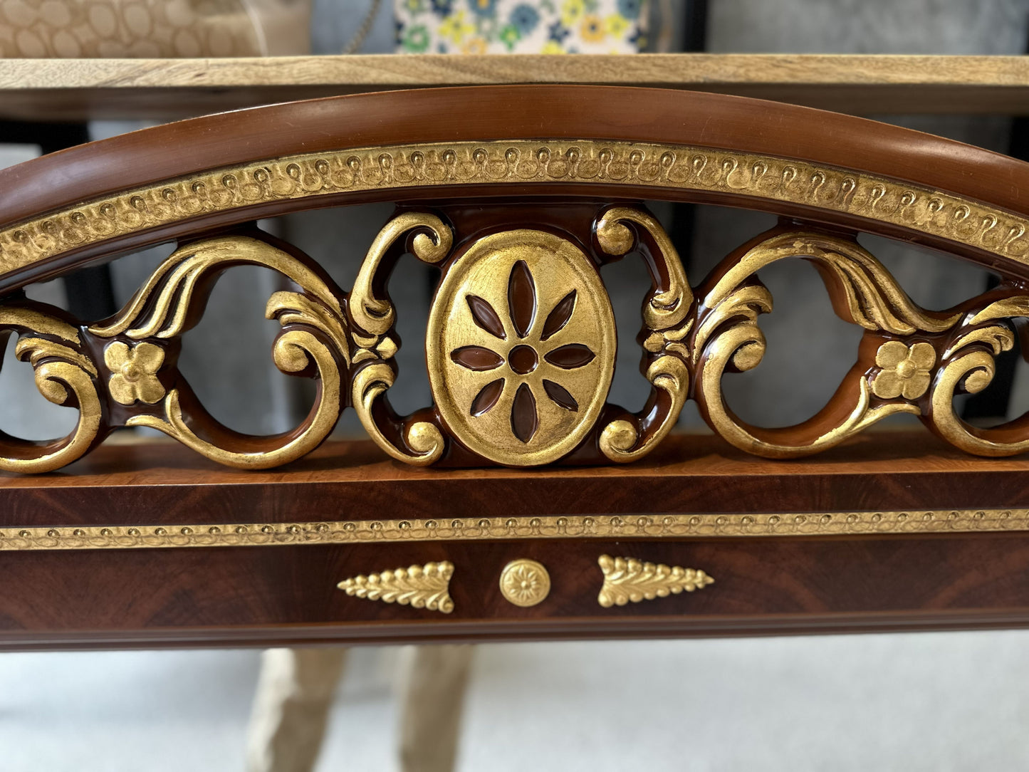 19th Century French Ormolu-Mounted Mahogany Style Mirror with Giltwood Accents