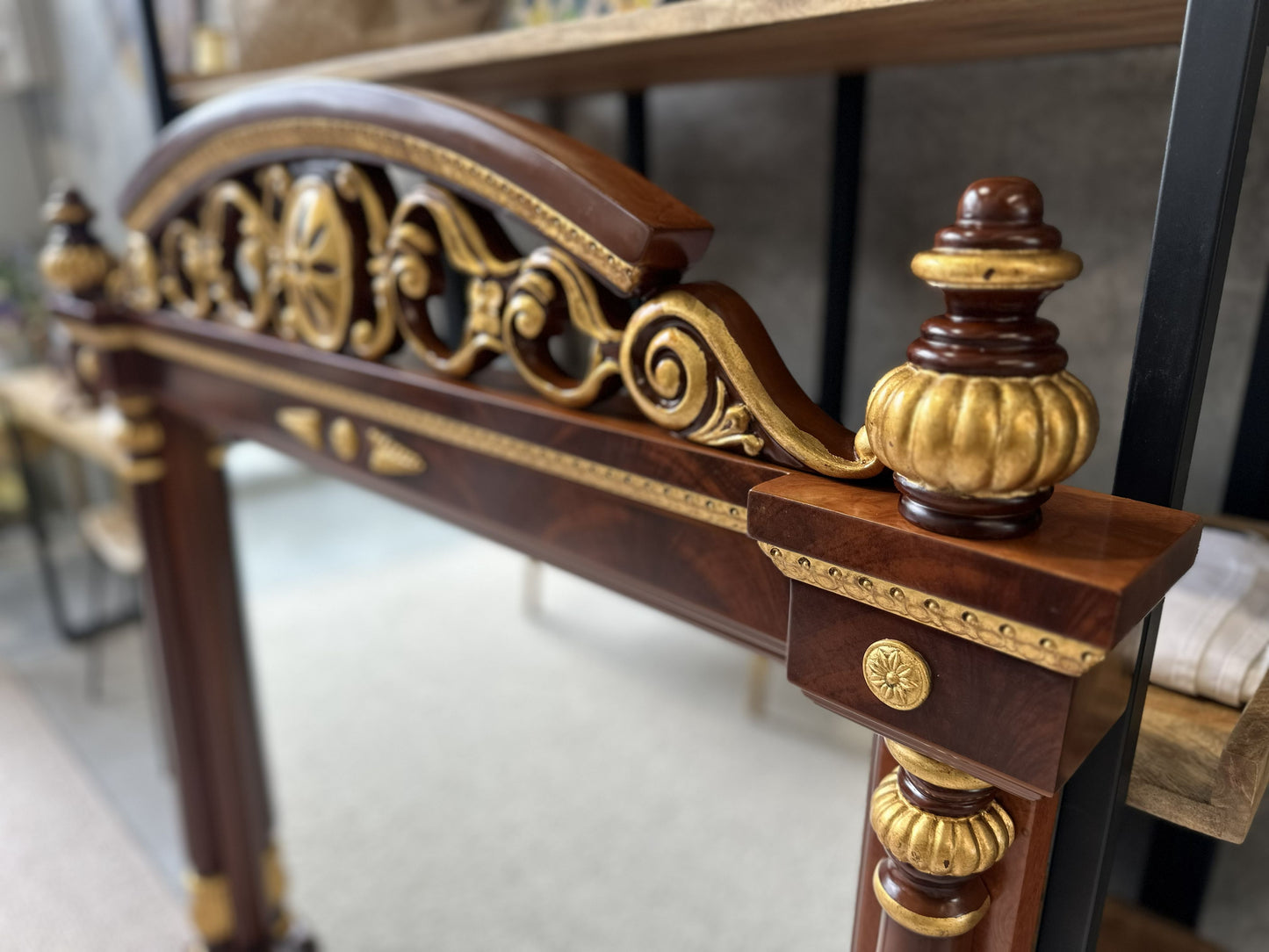 19th Century French Ormolu-Mounted Mahogany Style Mirror with Giltwood Accents