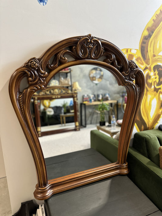 Ornate Carved Wood Dresser Mirror