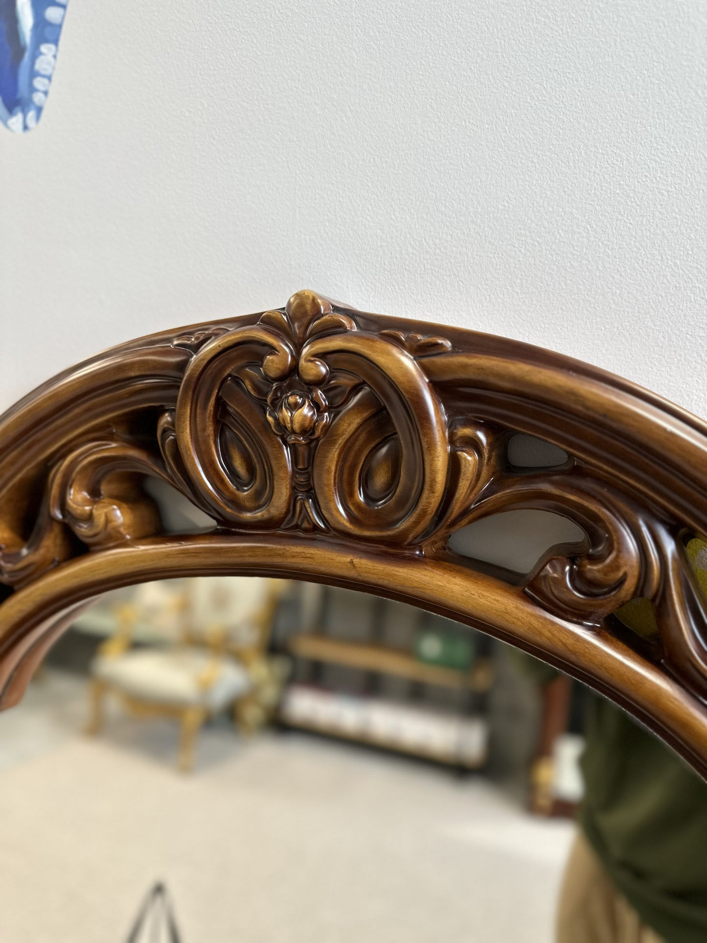 Ornate Carved Wood Dresser Mirror
