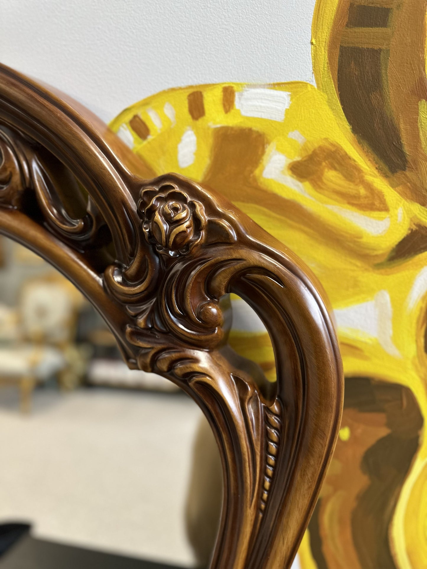 Ornate Carved Wood Dresser Mirror