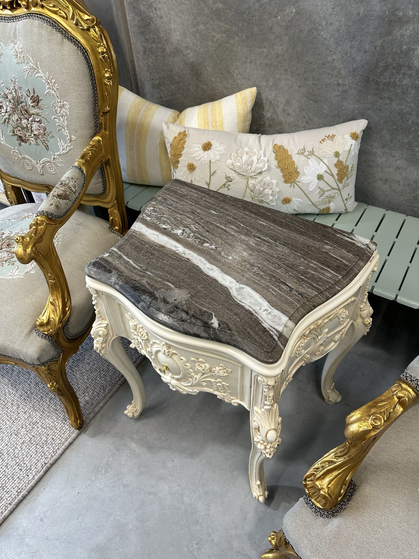 19th Century French style Regence Painted Marble Top Table