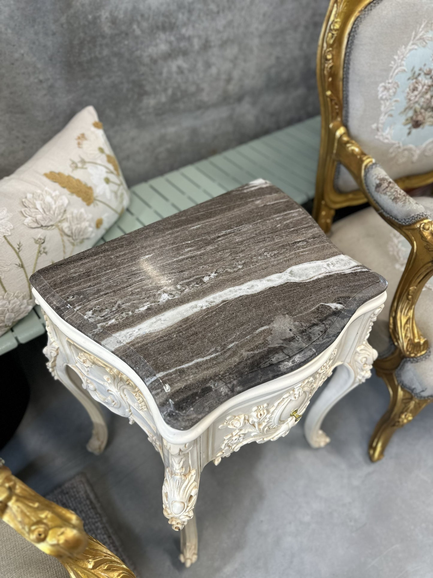 19th Century French style Regence Painted Marble Top Table