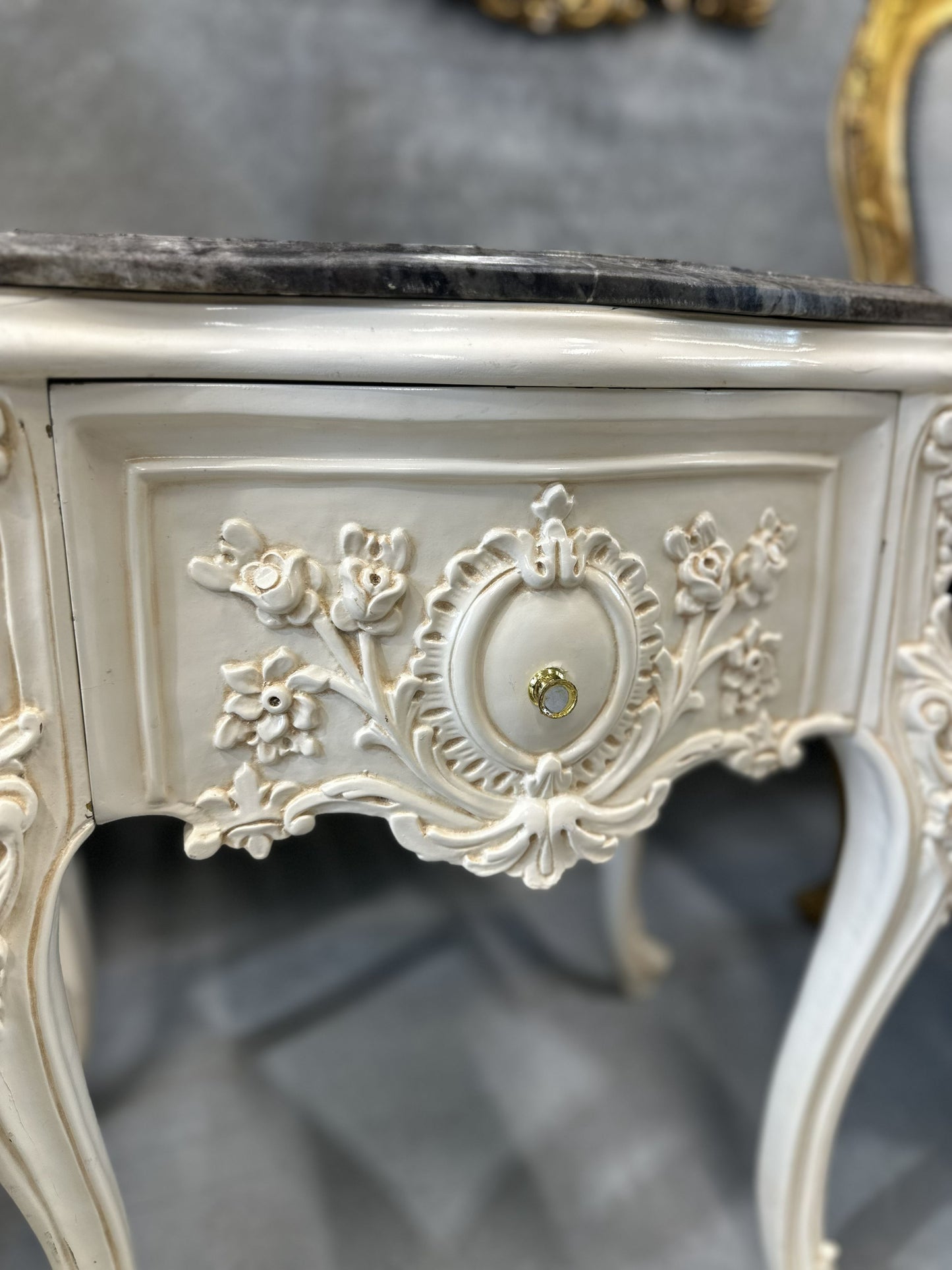 19th Century French style Regence Painted Marble Top Table