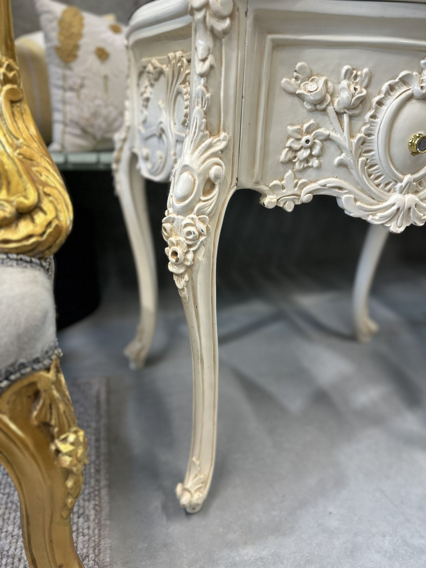 19th Century French style Regence Painted Marble Top Table