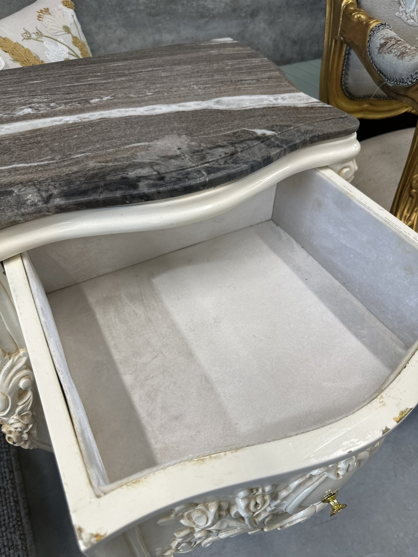 19th Century French style Regence Painted Marble Top Table