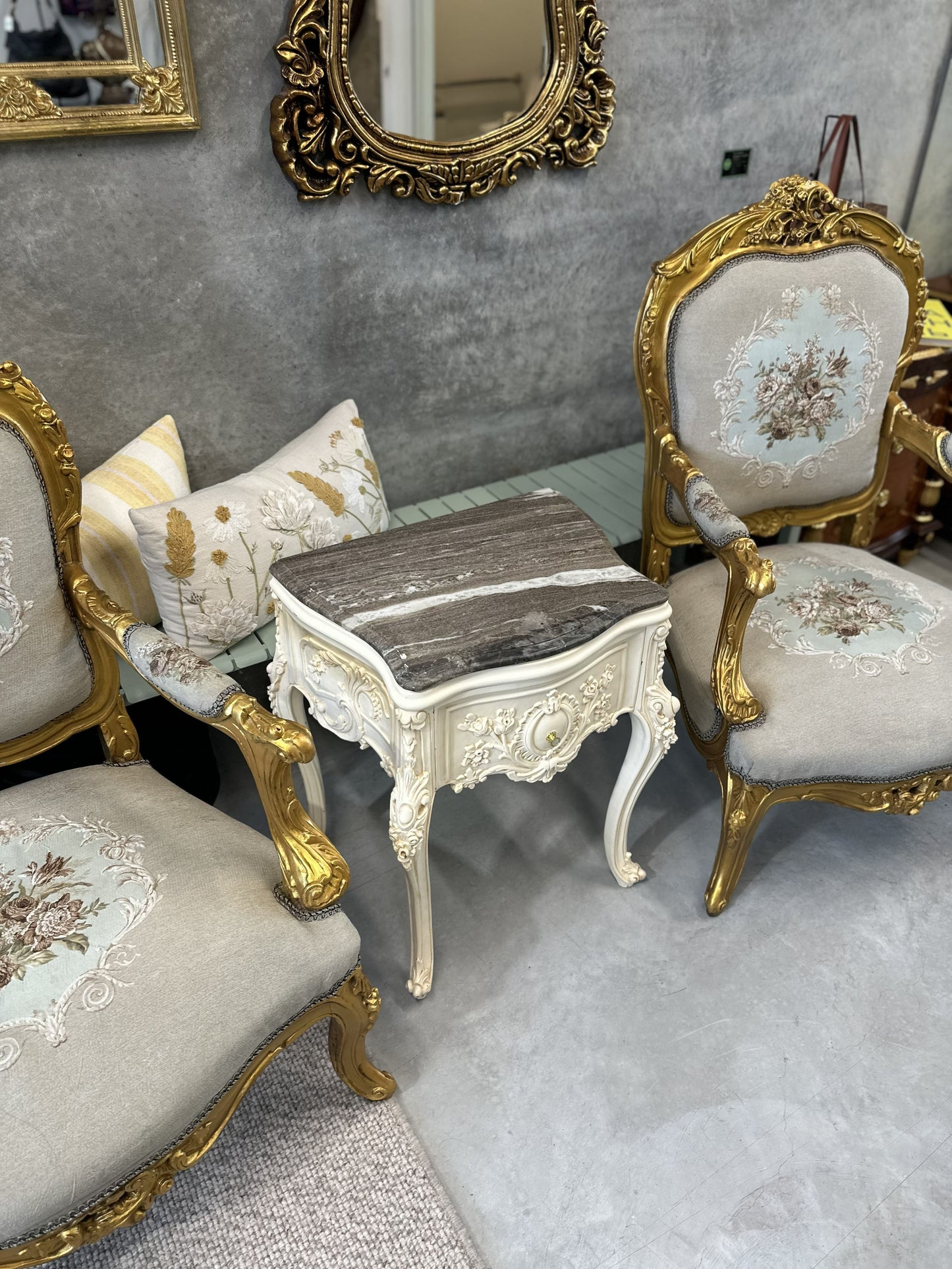 19th Century French style Regence Painted Marble Top Table