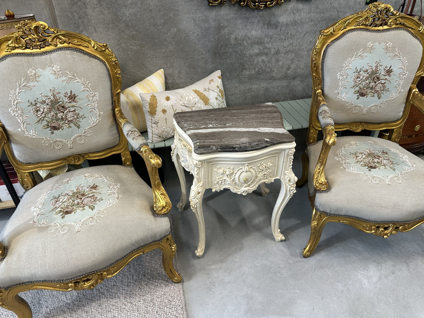 19th Century French style Regence Painted Marble Top Table