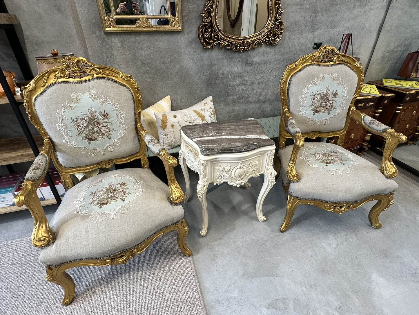 19th Century French style Regence Painted Marble Top Table