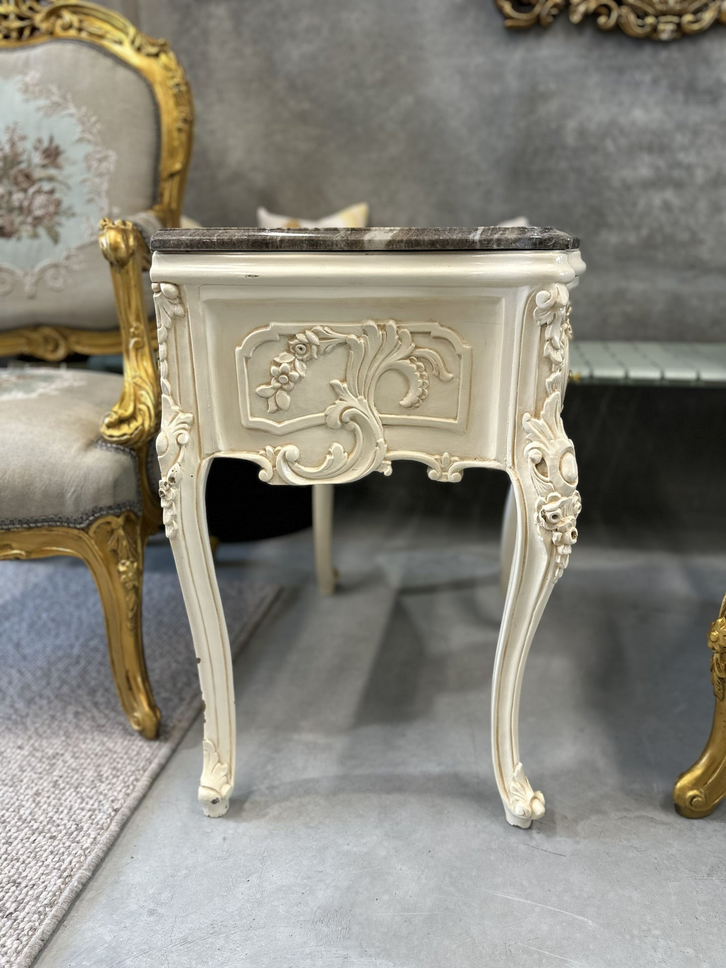 19th Century French style Regence Painted Marble Top Table