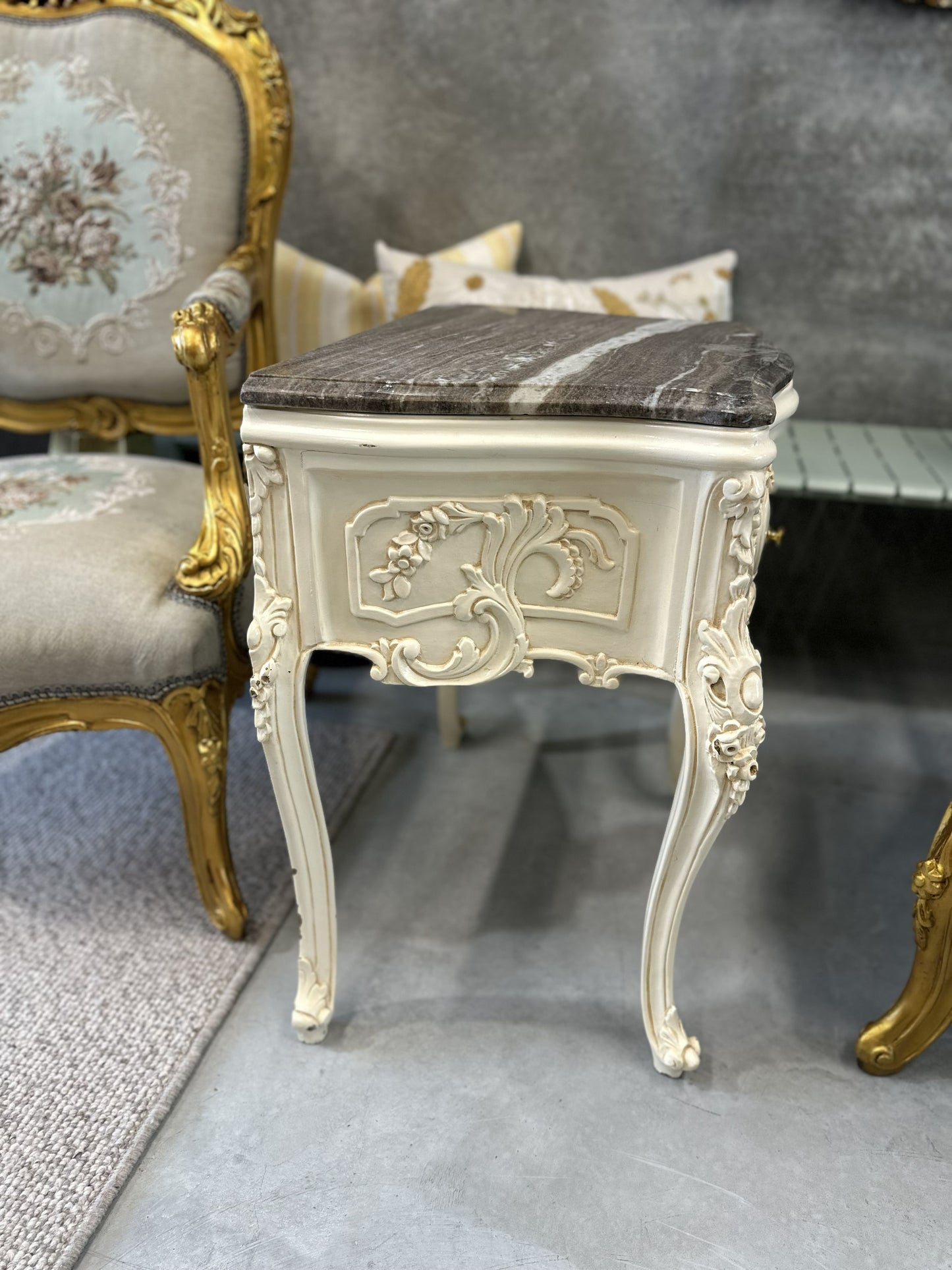 19th Century French style Regence Painted Marble Top Table