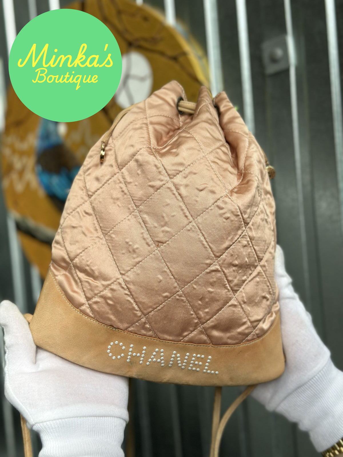 Chanel Satin Quilted Drawstring Backpack